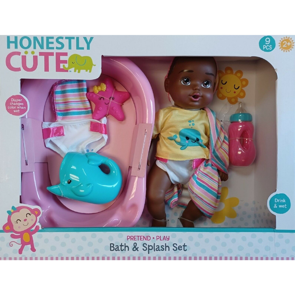 NEW Drink and Wet Doll Honestly Cute Pretend Play Bath & Splash Set